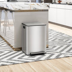 Double Kitchen Bin, Pedal Bin With Soft-close Lid, Silver Tone | M | Silver