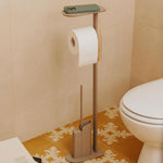 Silicone Toilet Brush With Toilet Roll Holder, Flat Collection | Chrome