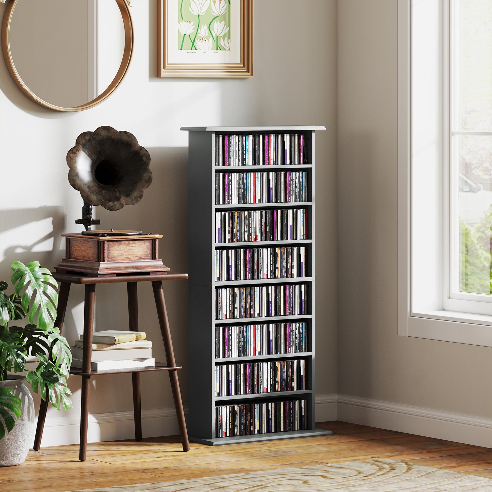 Cd Storage Unit Dvd Tower Blu-ray Storage Shelf For Office | Small | Gray