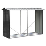 2.4m W Outdoor Garden Steel Log Storage Shed | Anthracite