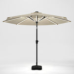 3m Solar Led Patio Umbrella, Outdoor Parasol With 16 Led Tubes, Crank Lift & Push Button Tilt With Fillable Base | One Size | Beige