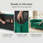 Chesterfield Scroll Arm Velvet Sofa 1 Seater | Emerald