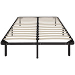 HOMCOM 4ft6 Double Bed Frame, Metal Platform Bed Frame With 28 Wood Slats