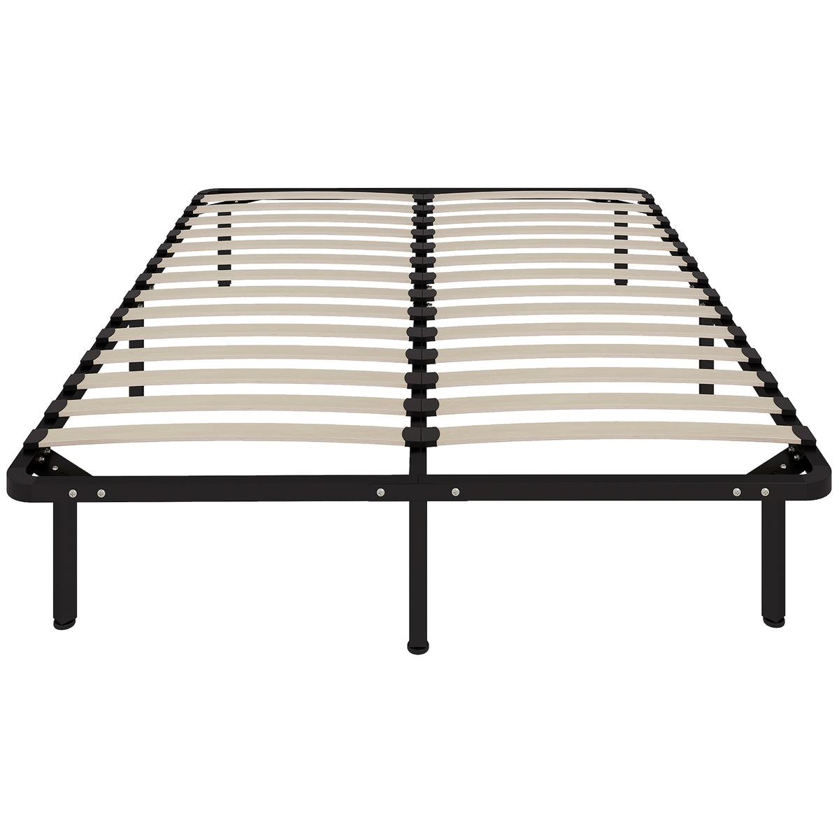 HOMCOM 4ft6 Double Bed Frame, Metal Platform Bed Frame With 28 Wood Slats