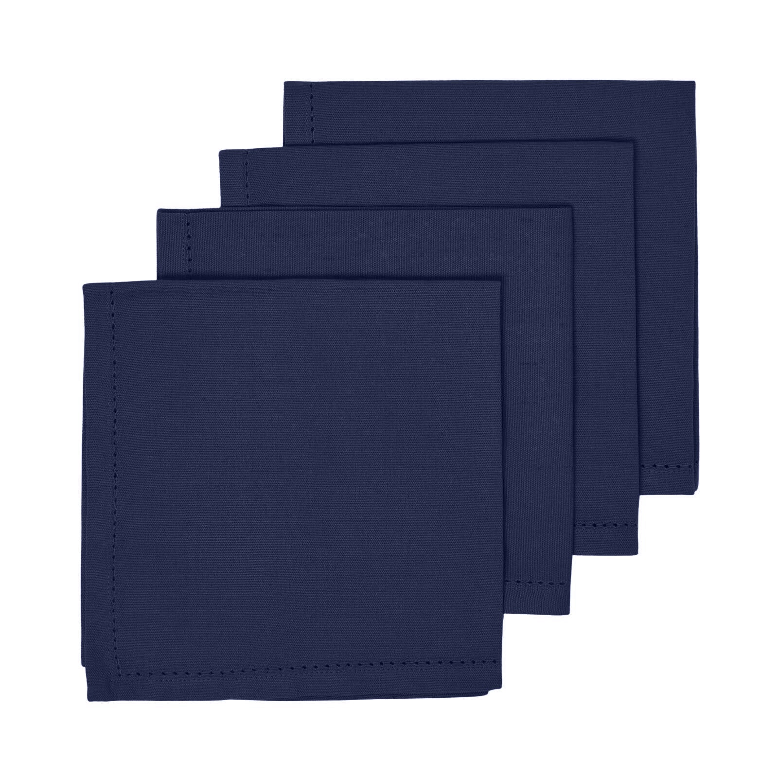 Plain Cotton Fabric 4 Napkins Set | 45cm x 45cm | Navy Blue