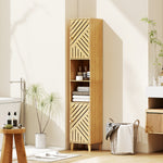 HOMCOM Tall Bathroom Cabinet With Open Compartments And Adjustable Shelves