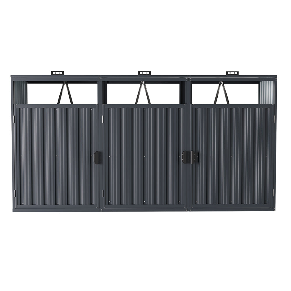 Outdoor 2/3-bin Metal Storage Shed, Galvanised Steel Bin Store For Garden Waste & Recycling | Large