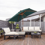 2x1.5m Wooden Patio Umbrella Parasol | Green
