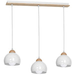 Dama White Pendant Light 3xe27 Hand Made Scandi Style Hanging Ceiling Lamp Enhanced By Natural Wood Detail