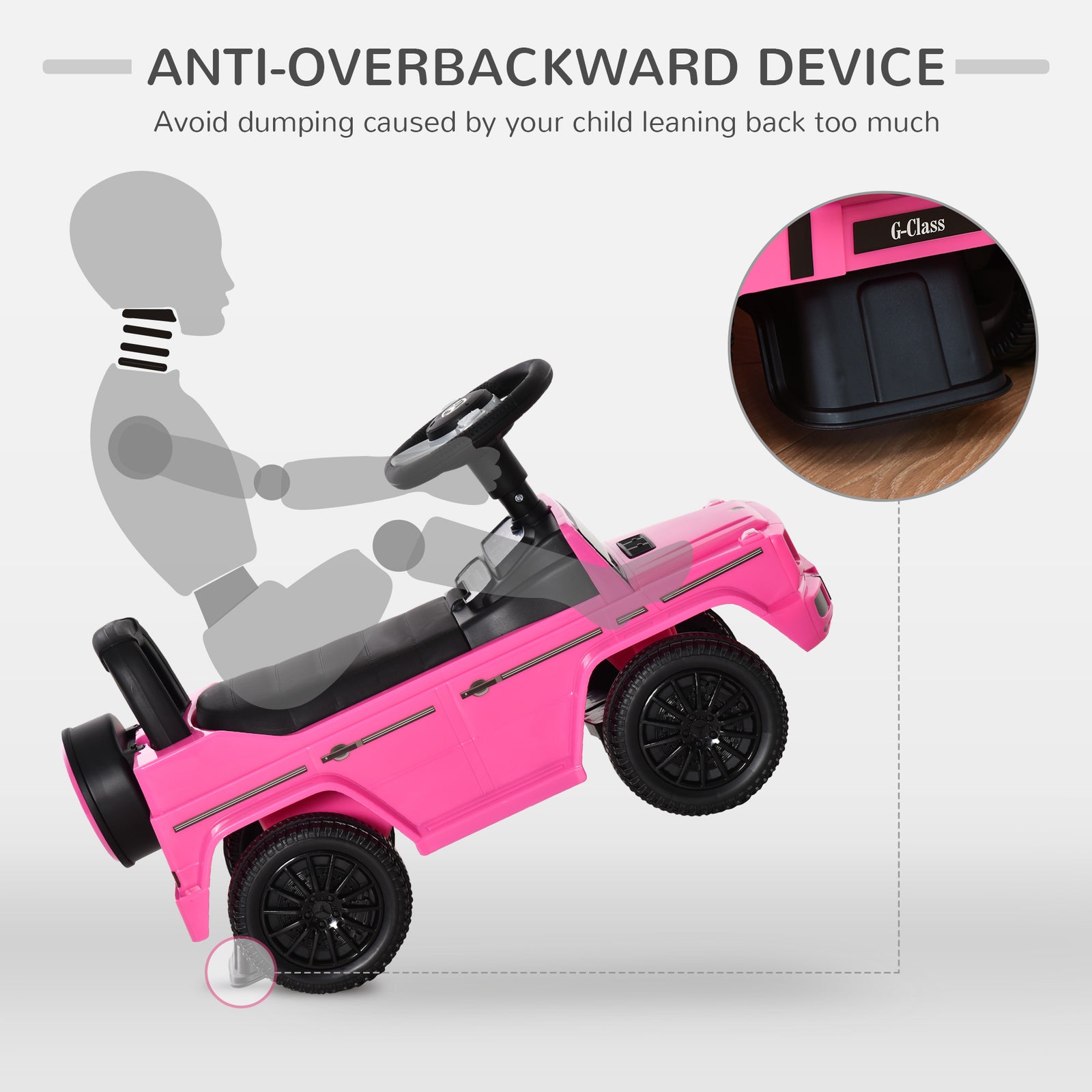 Benz G350 Kids Ride On Sliding Car W/ Under Seat Storage No Power | Pink