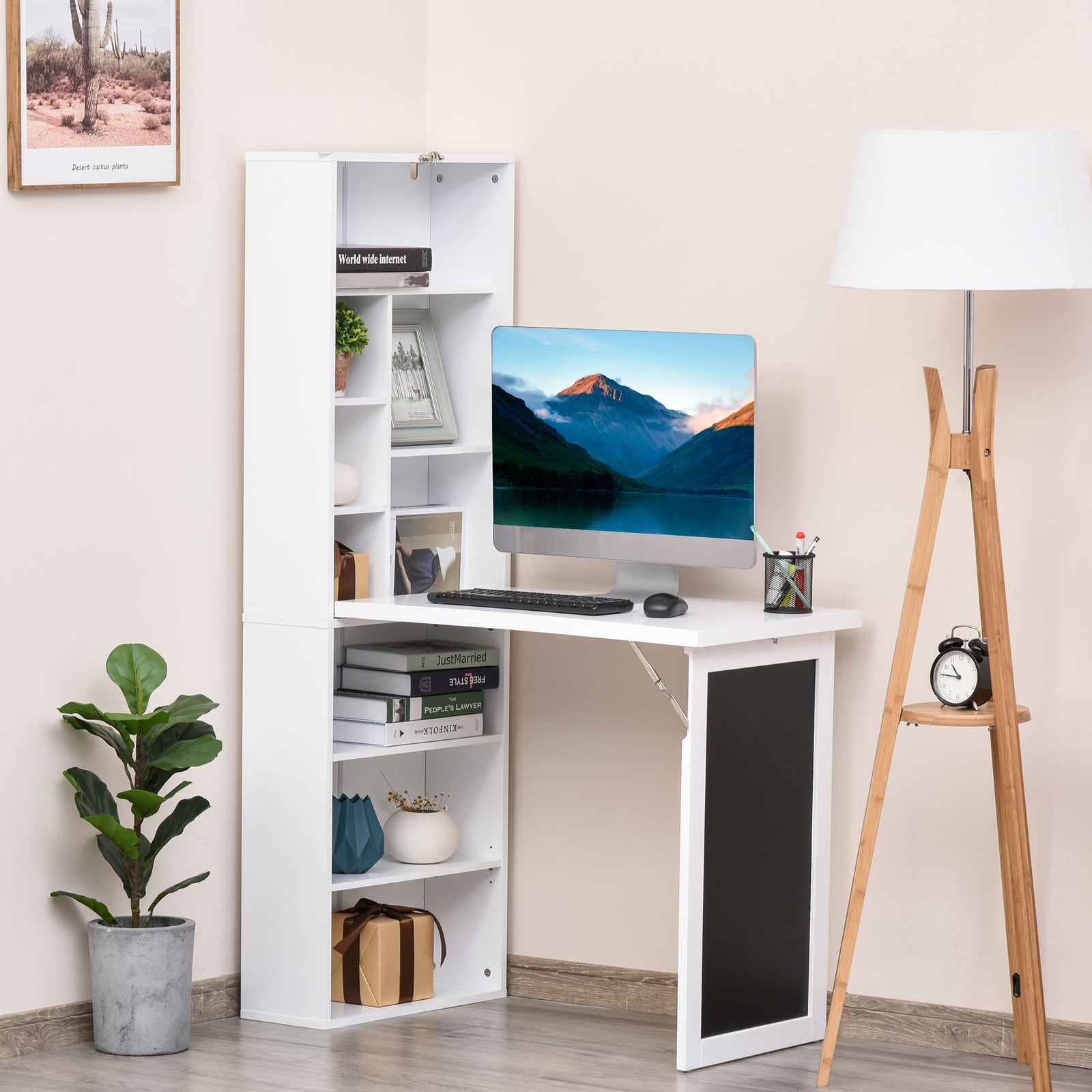 Convertible Desk W/ Blackboard Multi-function Computer | White