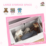 2 In 1 Toy Box For Kids With Safety Lid For Bedroom, Nursery | Pink