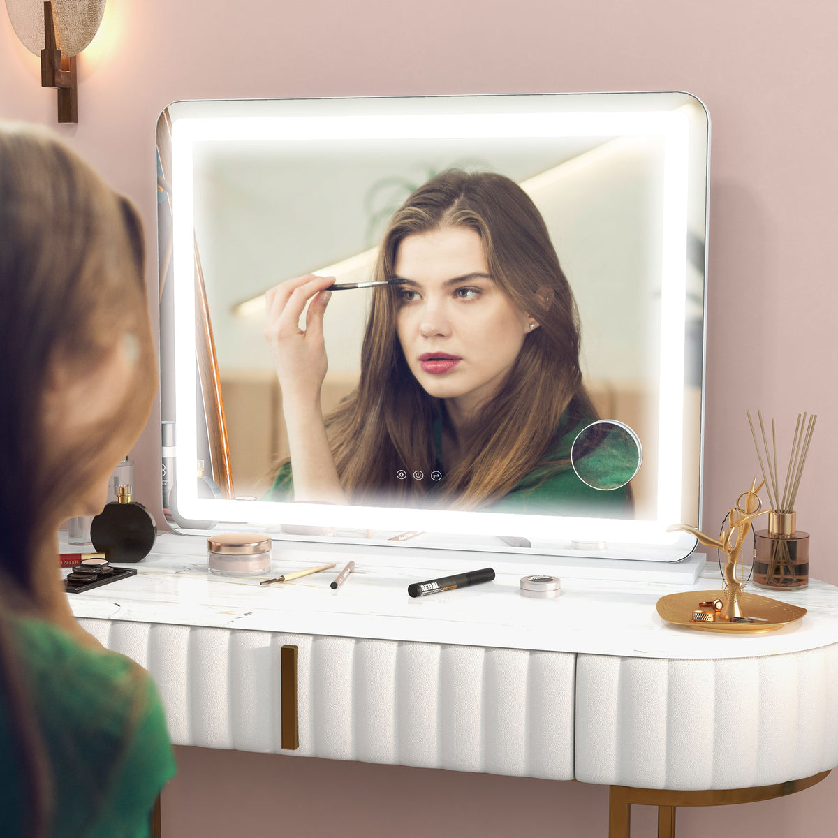 HOMCOM Vanity Mirror With Lights, Usb White