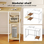 Computer Desk Home Office Table With Storage Shelves Monitor Stand | Oak