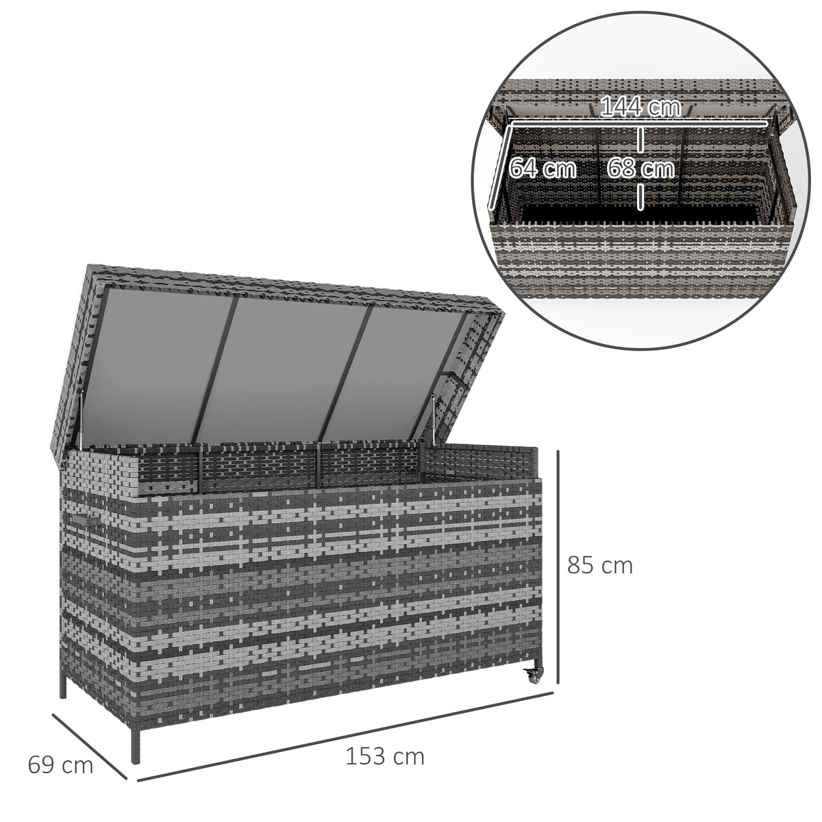 Outsunny 627 L Rattan Garden Storage Box