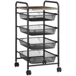 Storage Trolley Rolling Utility Cart With 4 Mesh Basket