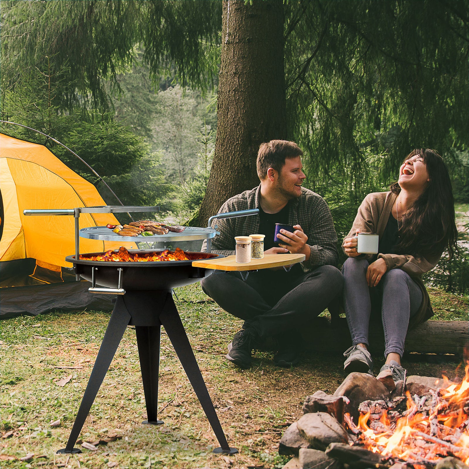 55cm Charcoal Grill, Fire Pit, Cutting Board