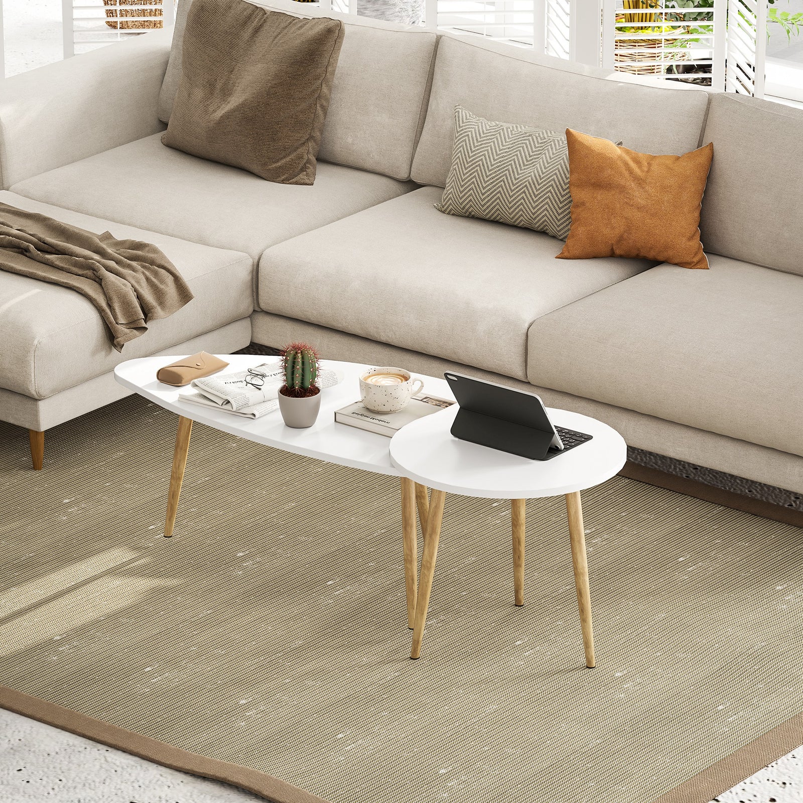 Coffee Table Set Of 2, Nesting End Side Tables