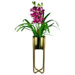 Tall Black Stand With Copper Metal Planter 62cm X 18cm