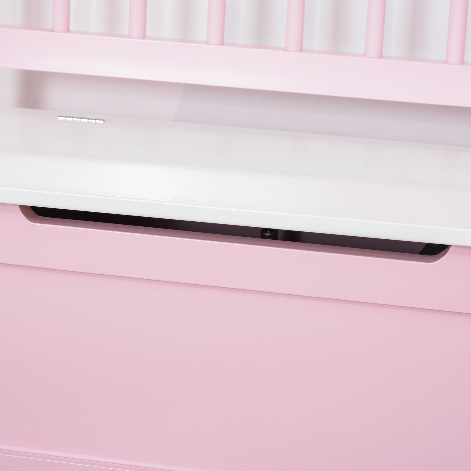 2 In 1 Wooden Toy Box, Seat Bench Storage Chest W/ Pneumatic Rod | Pink