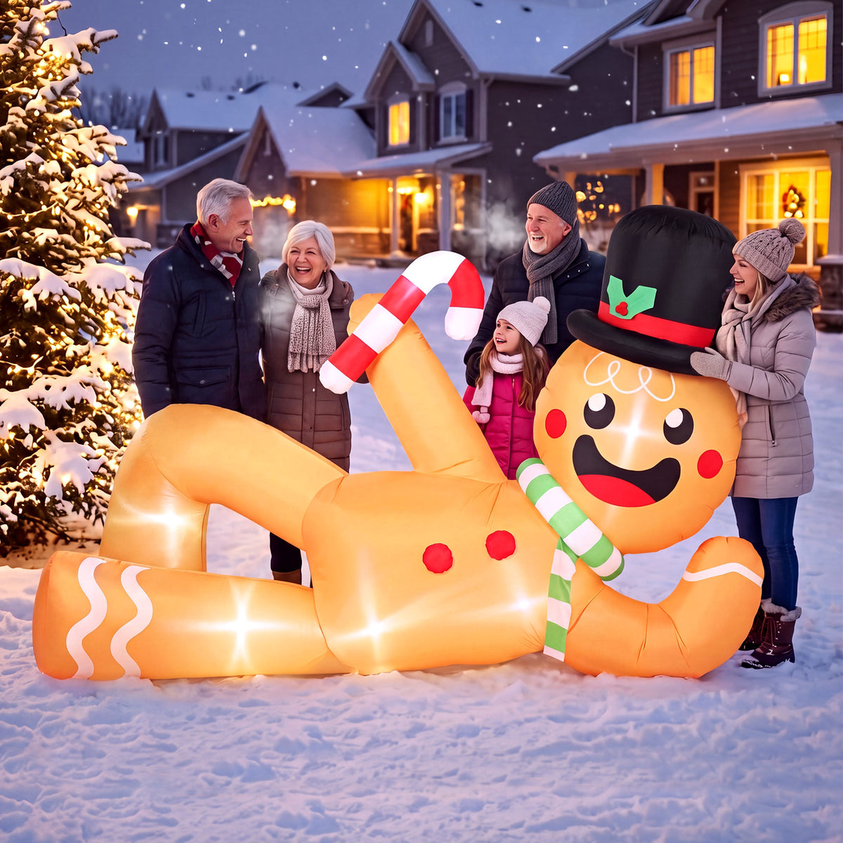 Outsunny 9.8ft Christmas Inflatable Gingerbread, Blow Up Christmas Decor