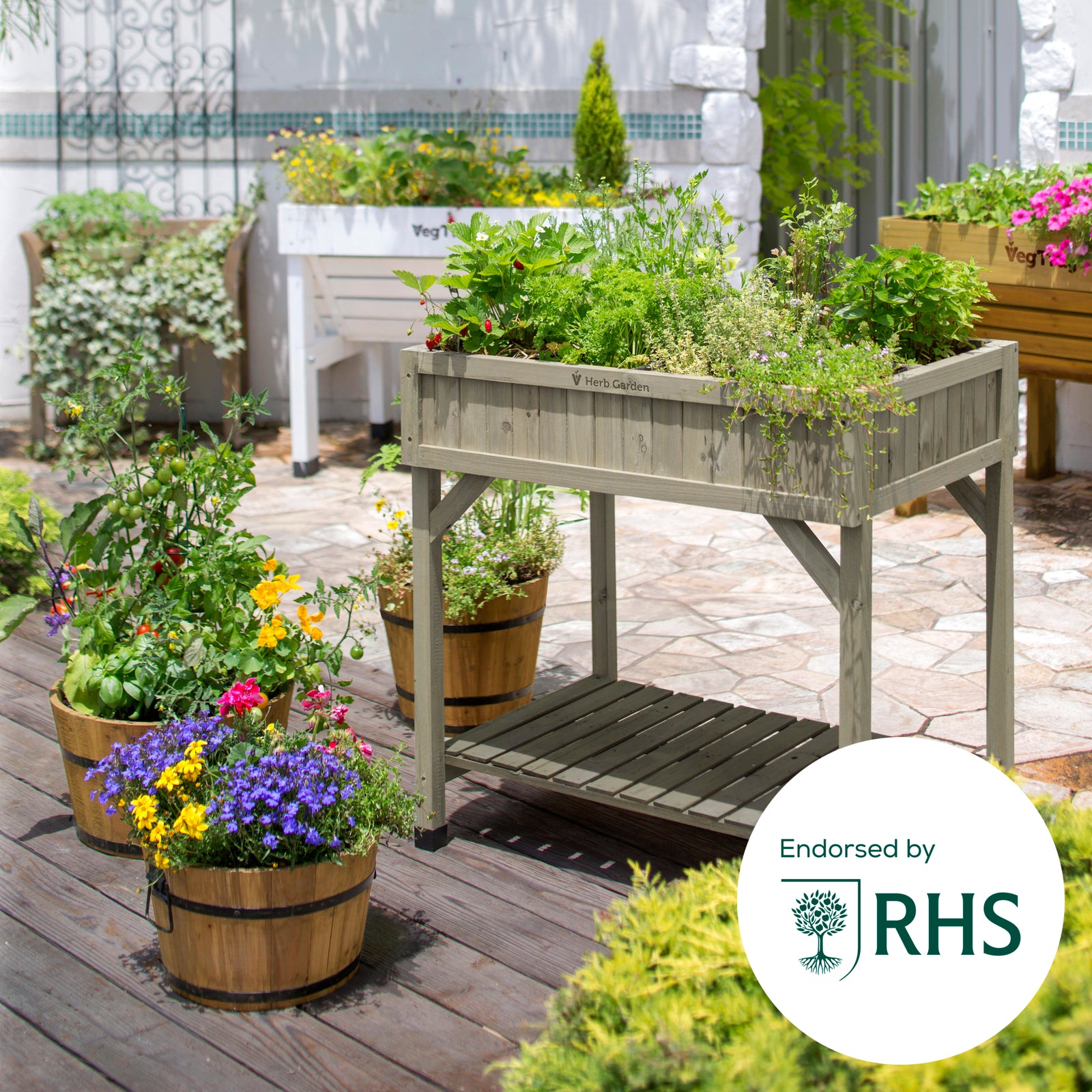 Raised Wooden Planter Herb Garden | Grey