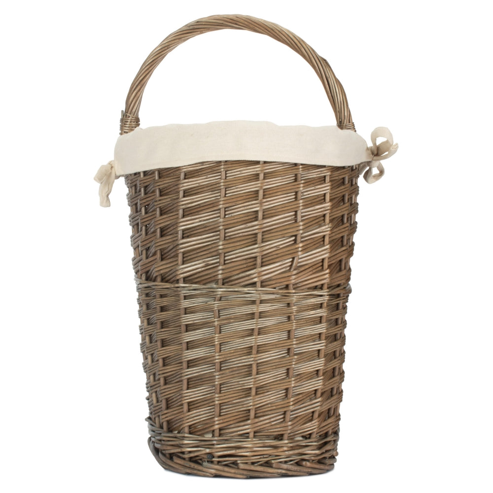 Wicker Antique Wash Finished Stair Basket | White