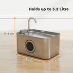Pawhut 3.2l Cat Water Fountain For Drinking Stainless Steel Ultra-silent
