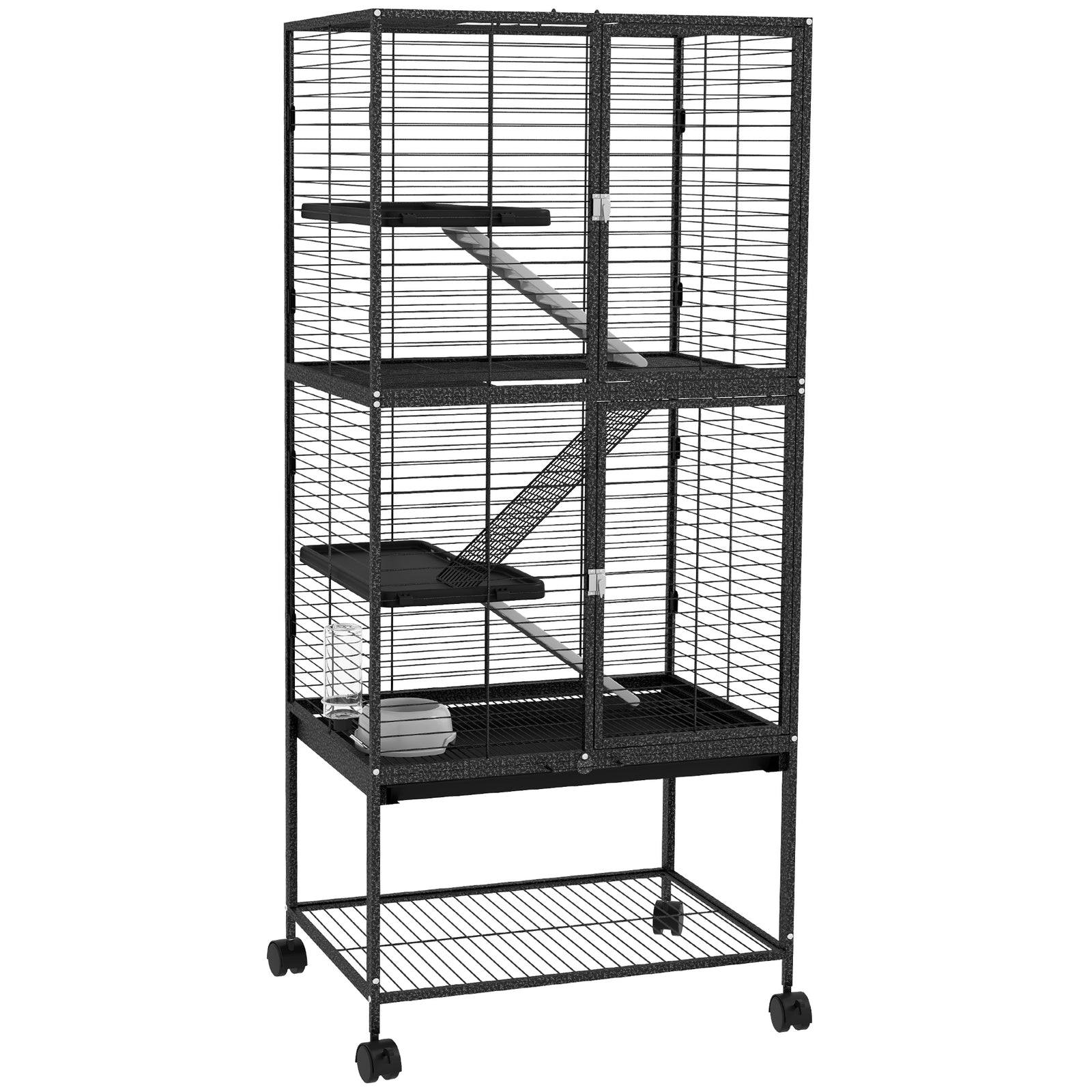 Ferret Cage 136cm Rolling Small Animal Cage W/ 3 Doors, Storage Shelf