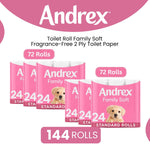 Toilet Roll Soft Fragrance-free 2 Ply Toilet Paper | Set of 144