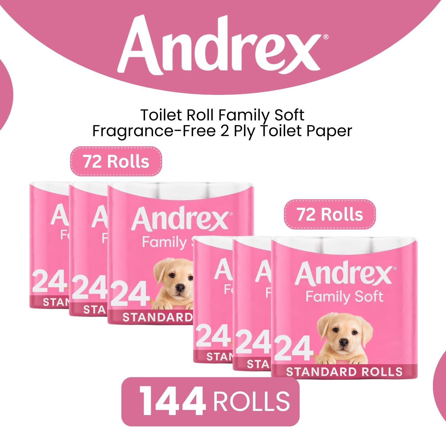 Toilet Roll Soft Fragrance-free 2 Ply Toilet Paper | Set of 144