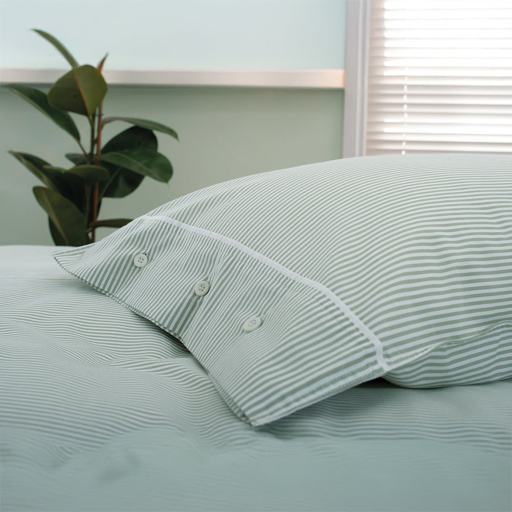 Southport Green 100% Cotton Cuffed Finish Duvet Cover Set | Double | Green
