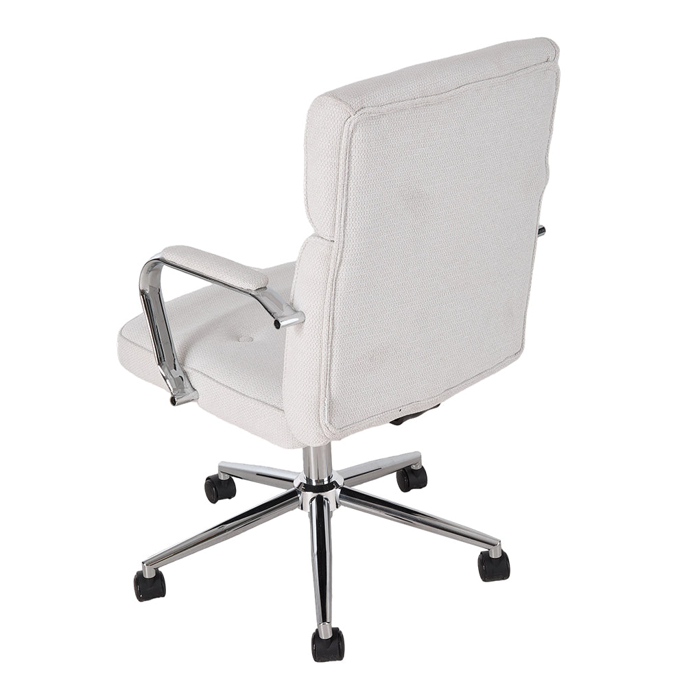 Ergonomic White Chenille Office Chair – Modern Design, 360° Swivel, Adjustable Height, Recline 15°