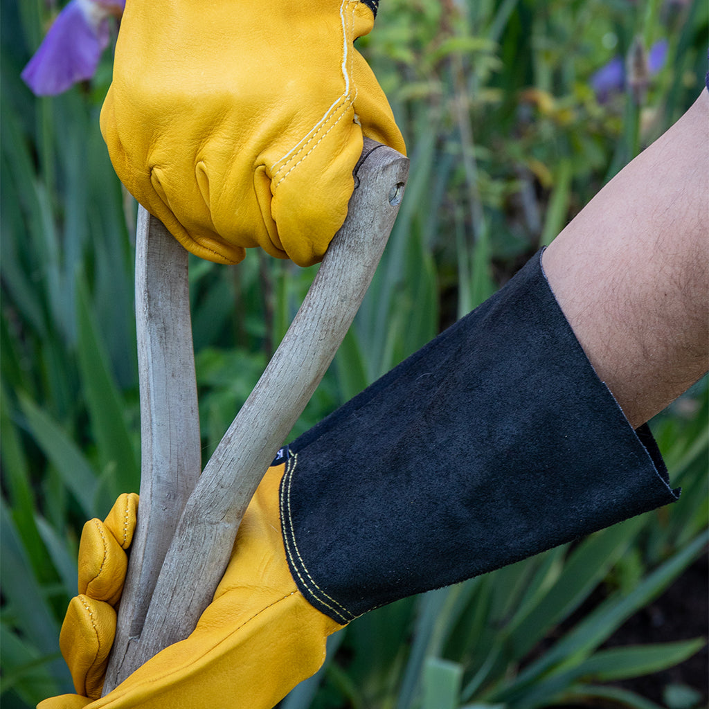 Luxury Leather Gauntlet Gloves, Golden Yellow | Large | Yellow