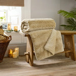 Ashridge Soft Faux Fur Throw 130x170cm – Elegant Textured Blanket | 130cm x 170cm | Cream