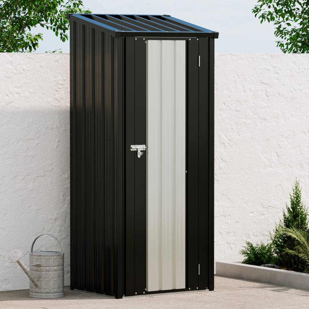 Metal Garden Storage Cabinet 2.62×1.8 Ft With Lockable Door & 2 Shelves