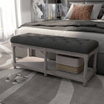 2-tier Bed End Bench Vintage Stool Button Tufted Window Seat | One Size | Gray