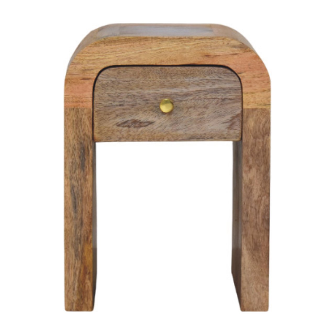 Solid Wood Mini Darcy Oak-ish Nightstand With Curved Edges