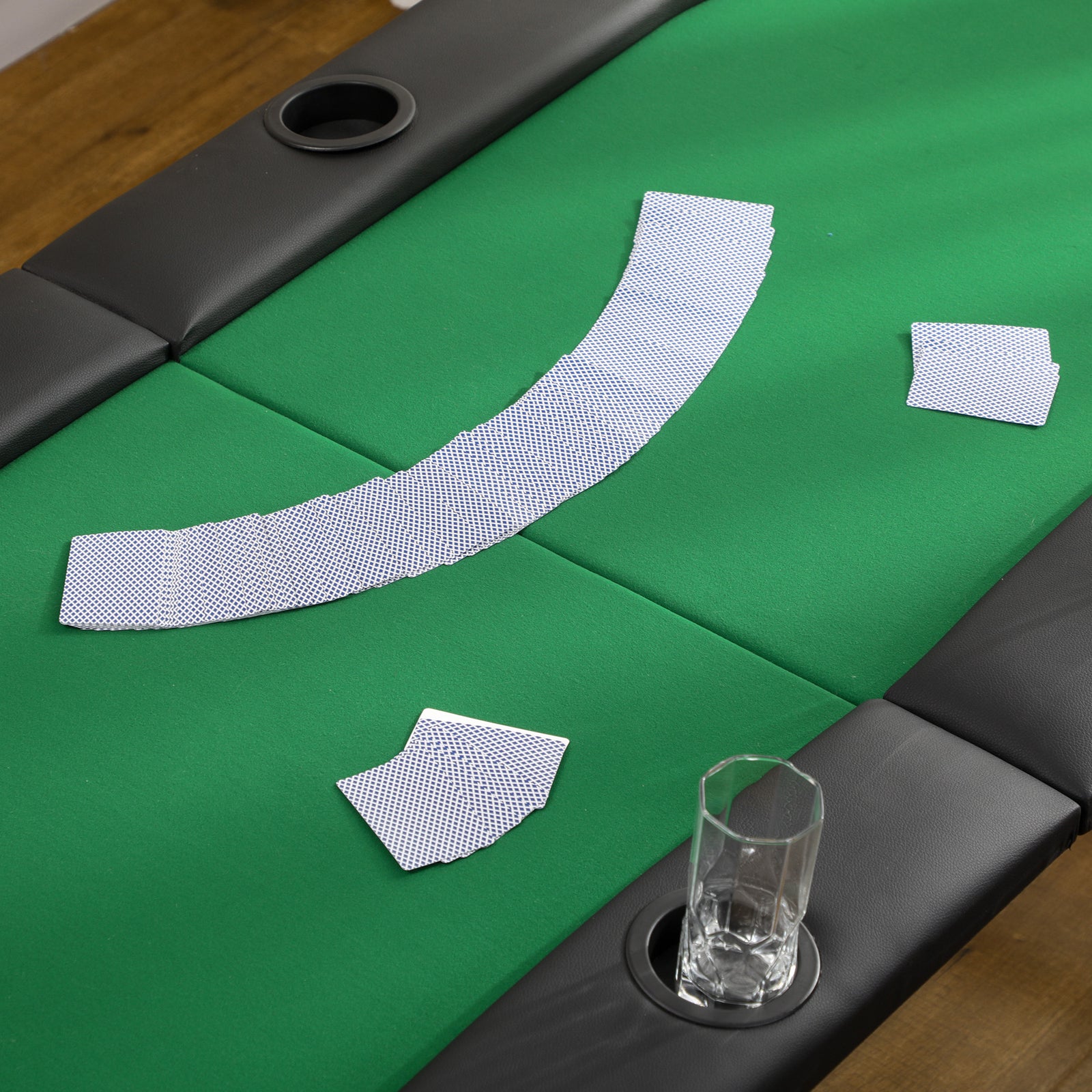 8 Player Folding Poker Table With Cup Holders, Green