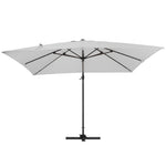 Large Square Patio Parasol With Durable Polyester Canopy, Pa Waterproof Coating, Adjustable Height, 360° Foot Pedal Rotation With Cross Base | One Size | Light Grey