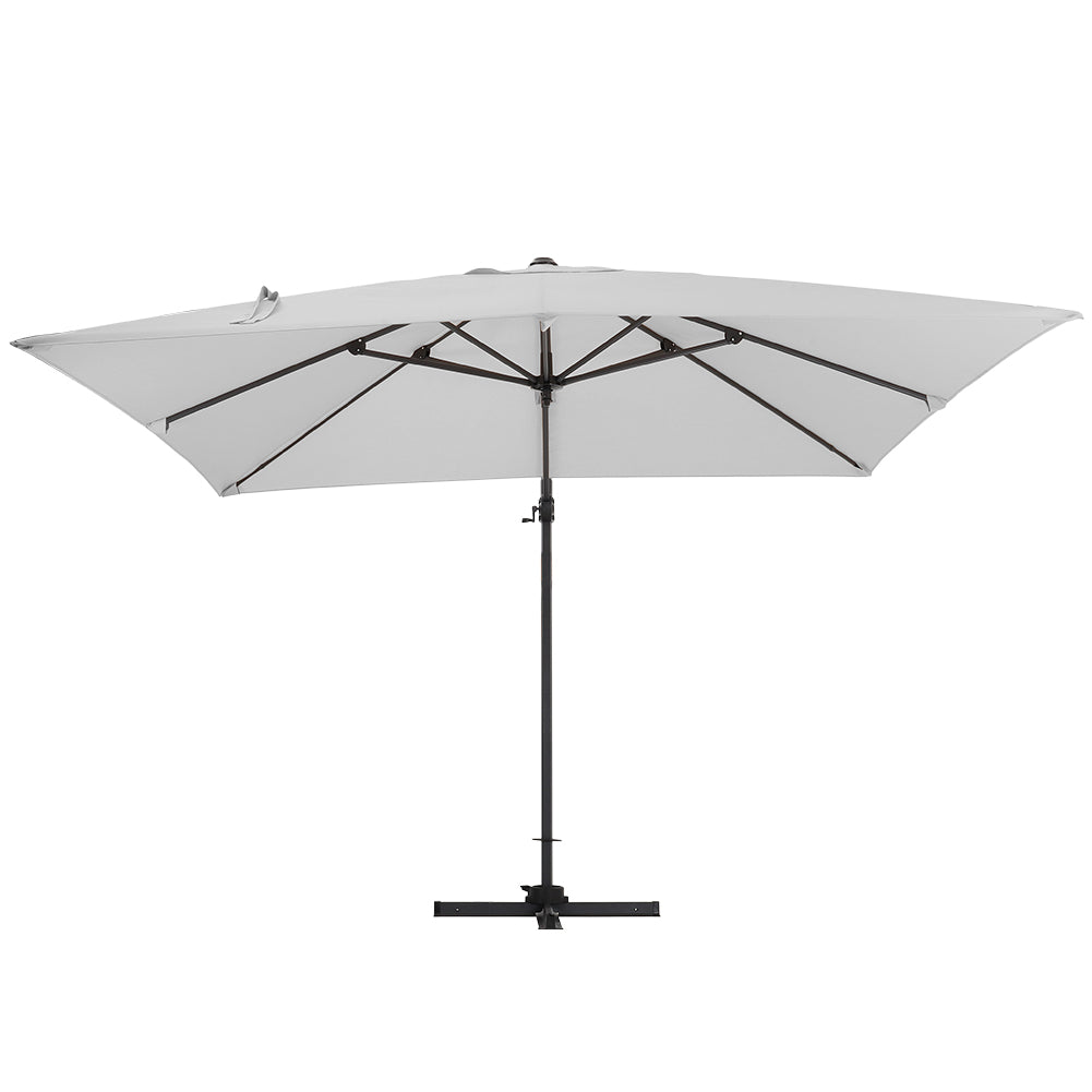 Large Square Patio Parasol With Durable Polyester Canopy, Pa Waterproof Coating, Adjustable Height, 360° Foot Pedal Rotation With Cross Base | One Size | Light Grey