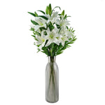 Pack Of 6 X 100cm Artificial Large White Lily Stem 18 Flowers