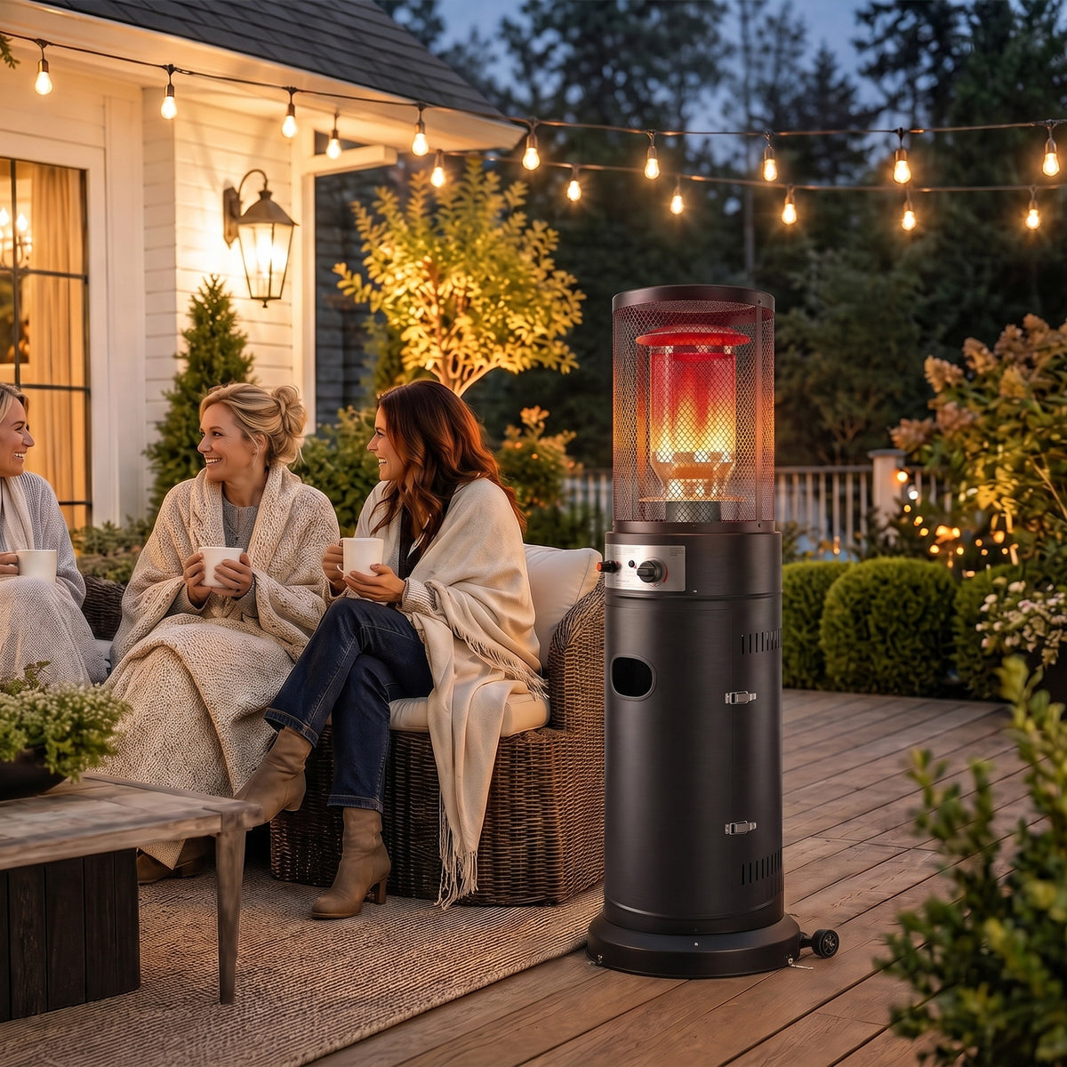 Gas Patio Heater, 11 Kw Portable Propane Outdoor Heater, Black