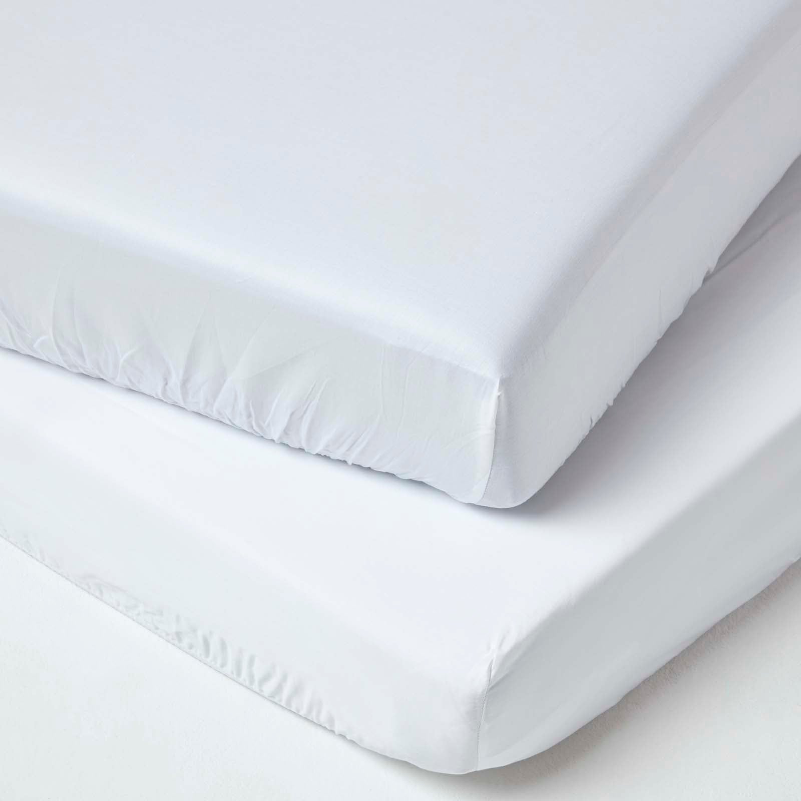 Organic Cotton Fitted Cot Sheets 400 Tc, 60 X 120 Cm | Cot | White