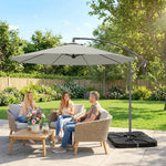 3(m) Banana Parasol Cantilever Umbrella Garden W/ Base Weights | Light Grey