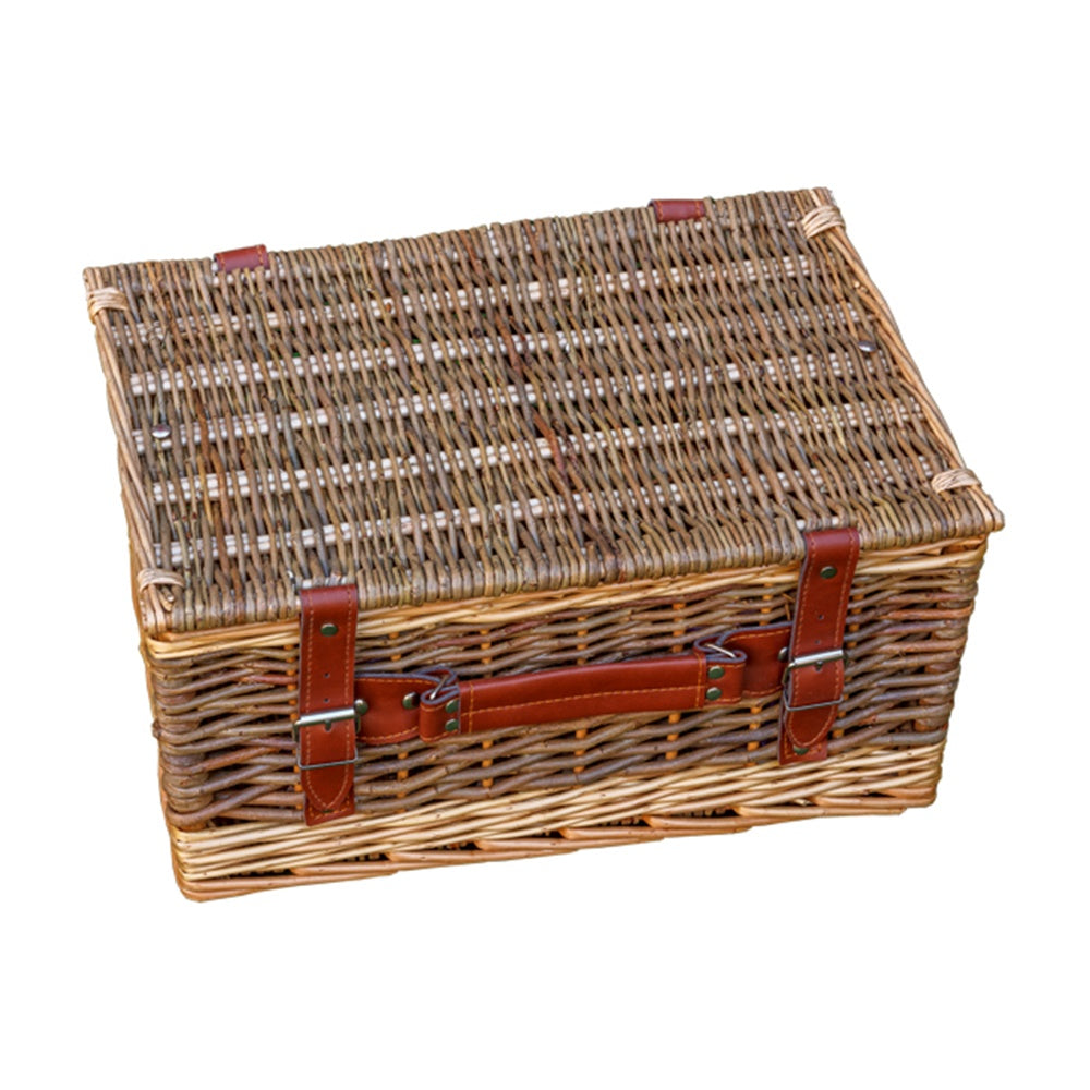 Double Steamed Green Willow Empty Picnic Basket | Medium | Brown