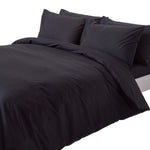 Egyptian Cotton Duvet Cover With Pillowcase, 200 Tc | Single | Black