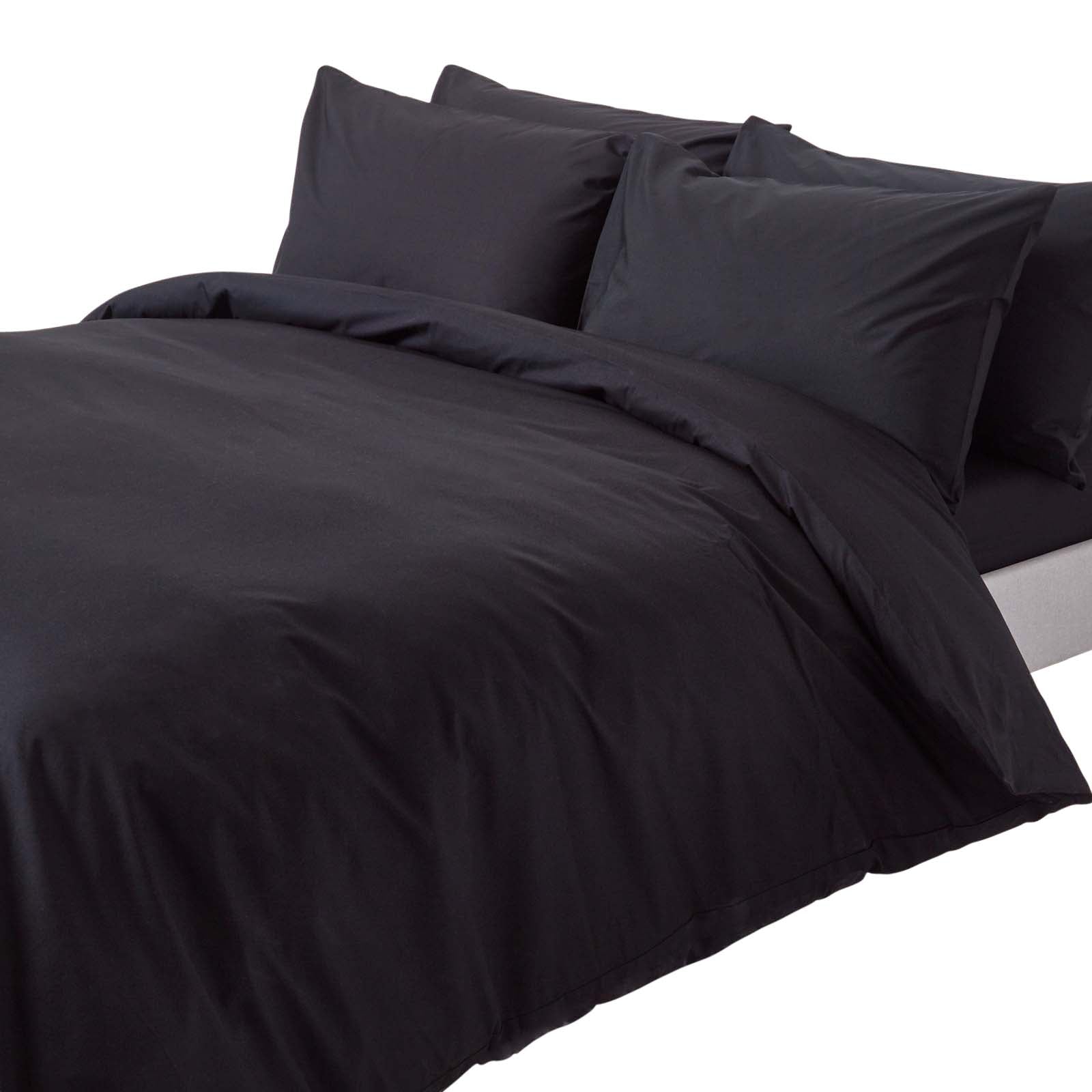 Egyptian Cotton Duvet Cover With Pillowcase, 200 Tc | Single | Black