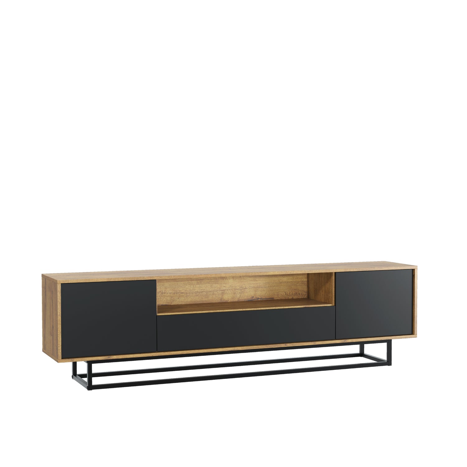 Rift Tv Unit 200cm - Oak / Rustic | Black Oak