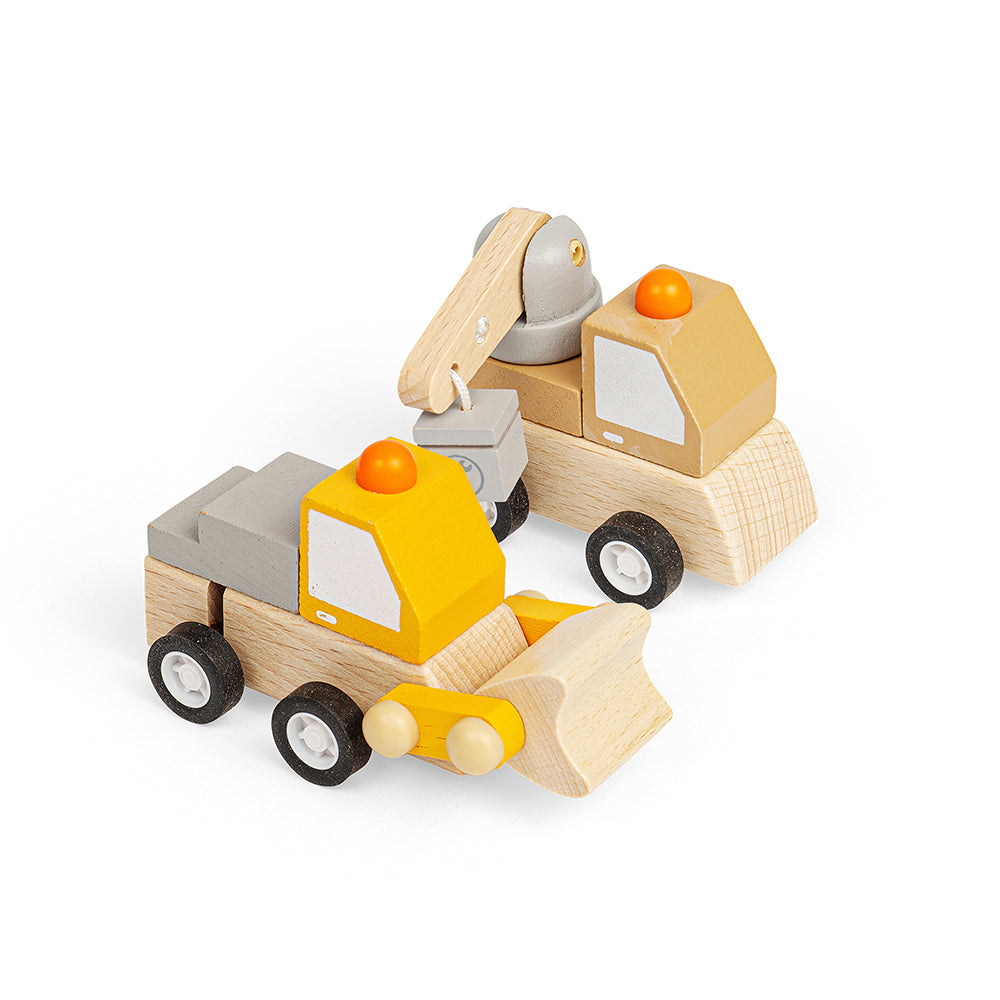 Wooden Wind-up Trucks (Crane, Digger)
